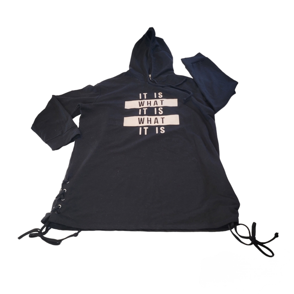SWEATSHIRT w/hood-Black XL